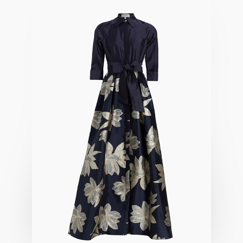 Teri Jon by Ricki Freeman Shirtwaist Floral Jacquard Gown 6- NEVER WORN